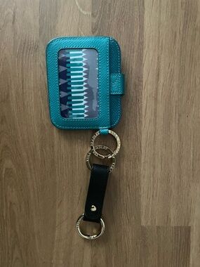 Vera Bradley Teal and Black ID Wallet Keychain